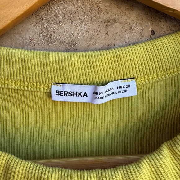 Bershka Lime Green Muscle Ribbed Tee Size M - Picture 5 of 7